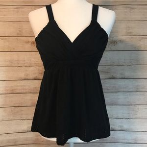 Black Eyelet A-line Tank Size Large